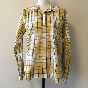 Steven Alan yellow plaid button down shirt.
